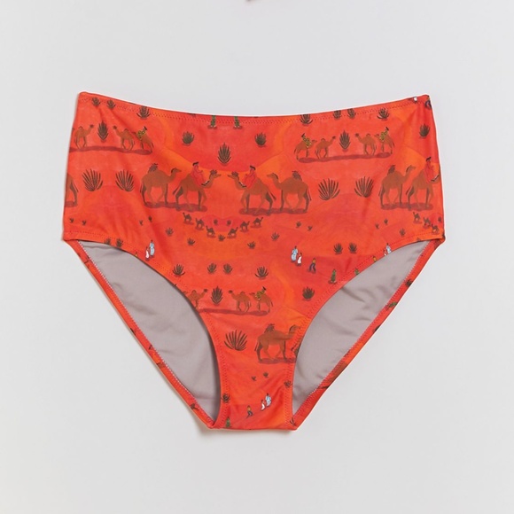 Camel Sands High Waisted Isabelle Boho Peasant Hipster Hippie Art Bikini Bottoms - Picture 1 of 7